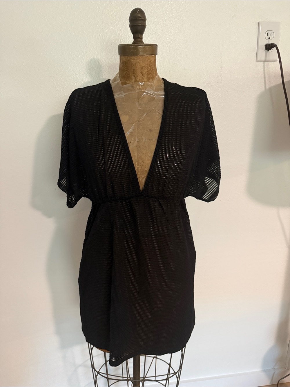 NWT Jordan Taylor Women’s Black Mesh Swim Cover-Up Tunic Dress Sizes S & M
